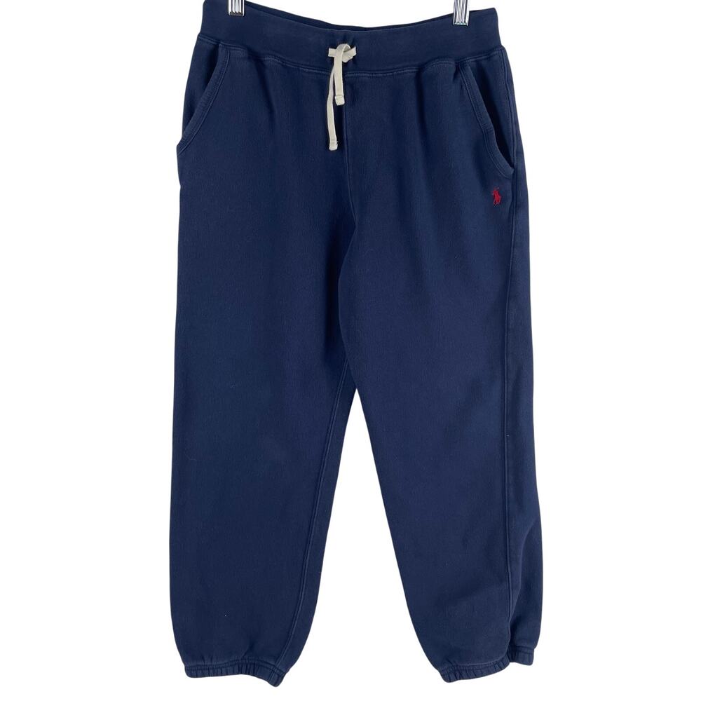 Polo Ralph Lauren Boys Fleece Jogger Pants Size L 14-16 Navy Blue Red Pony